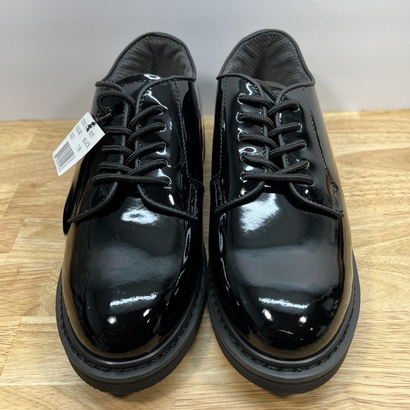 Rothco Black High Gloss Shoes 7.5R Shiny Oxford Uniform Military Army Duty - Picture 2 of 9